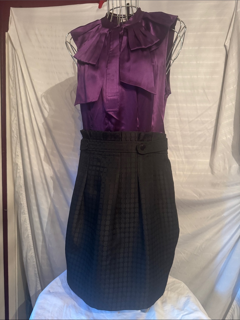 BCBG Purple and Black Dress, Classic Office Style, Large